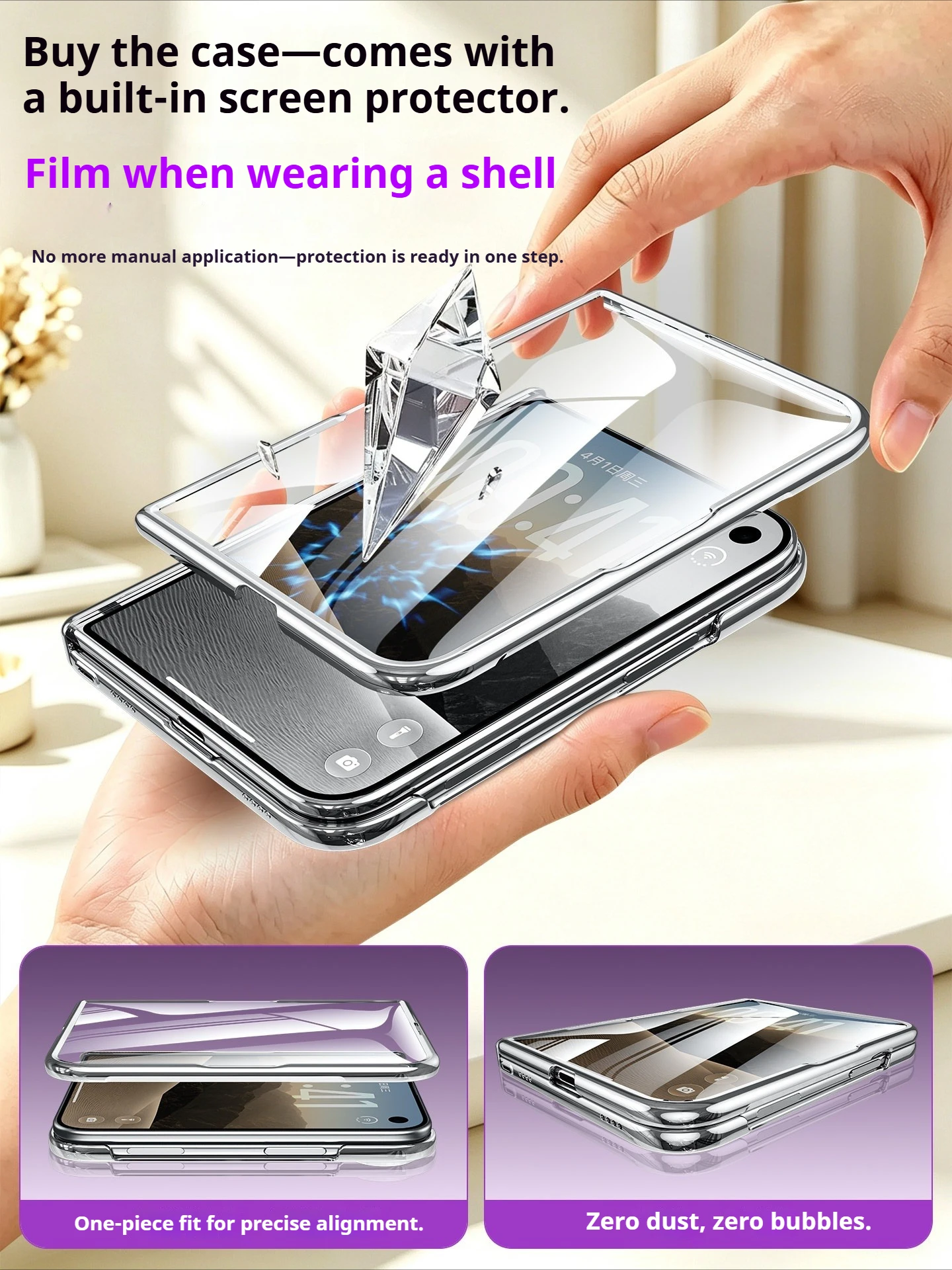 2-in-1 Phone Case for iPhone Duo Case, New with Built-in Screen Protector, MagSafe Magnetic,Lens&Hinge Full Coverage Phone Case