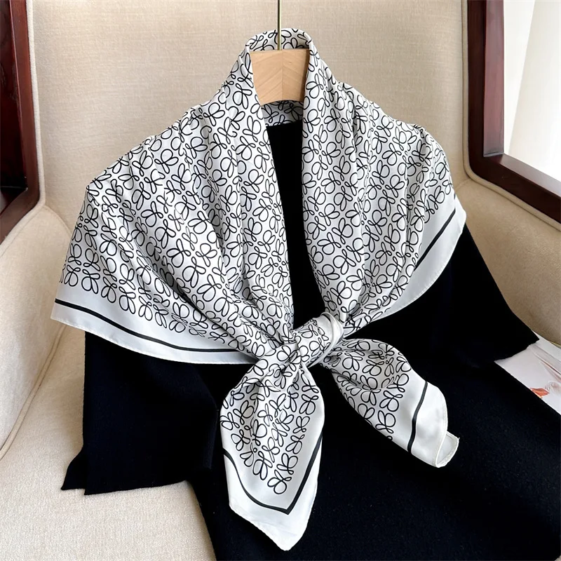 1 pz 90 cm sciarpa in tessuto twill farfalla stampa modello grande sciarpa quadrata sciarpa di seta blocco solare sciarpa russa scialle