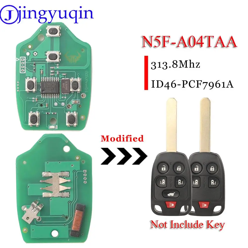 

jingyuqin N5F-A04TAA Remote Circuit Board 313.8Mhz ID46 Chip For Honda Odyssey EX 2011 2012 2013 2014 KeyChain Auto Keys Control