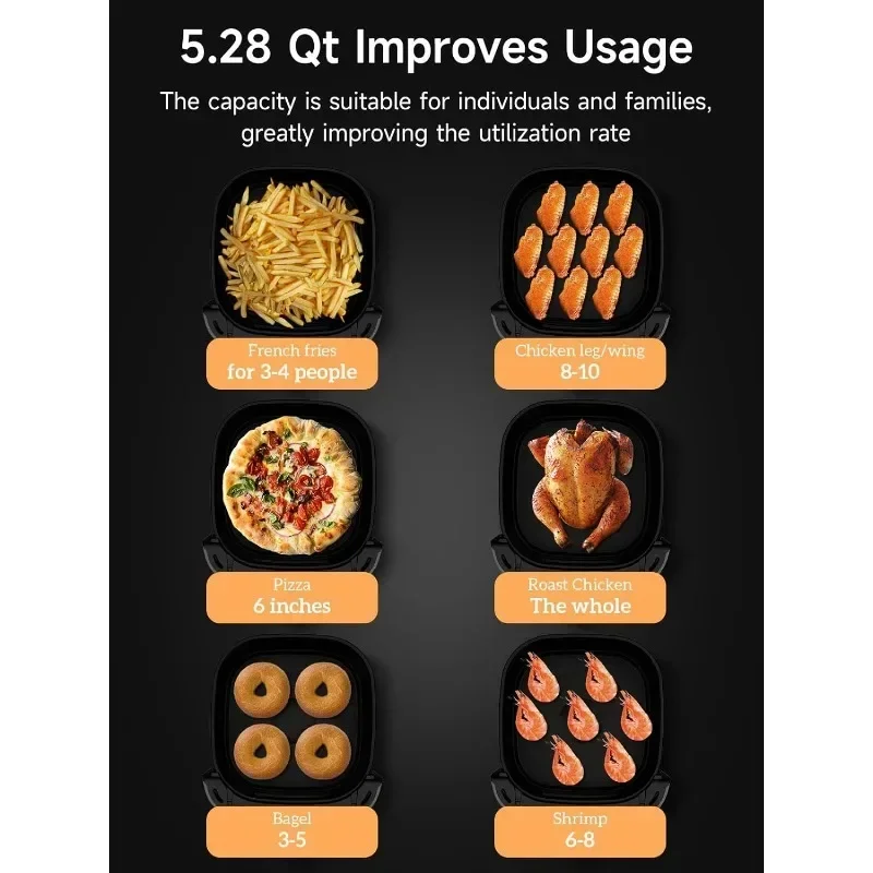 Kitchen Elite Air Fryer Oven Digital Display Compact Cooker Space Saver Non-stick and Dishwasher Safe Basket