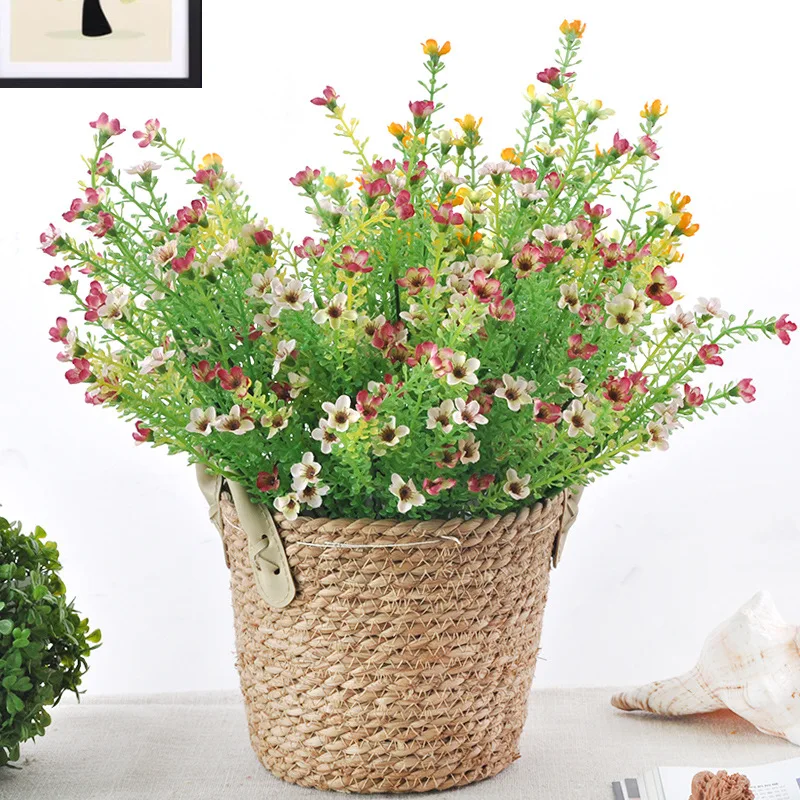 7 Forked Impatiens Grass All Over Sky Star Grass Simulated Flower Wedding Scene Layout  Bride Holding Flowers Home Decoration