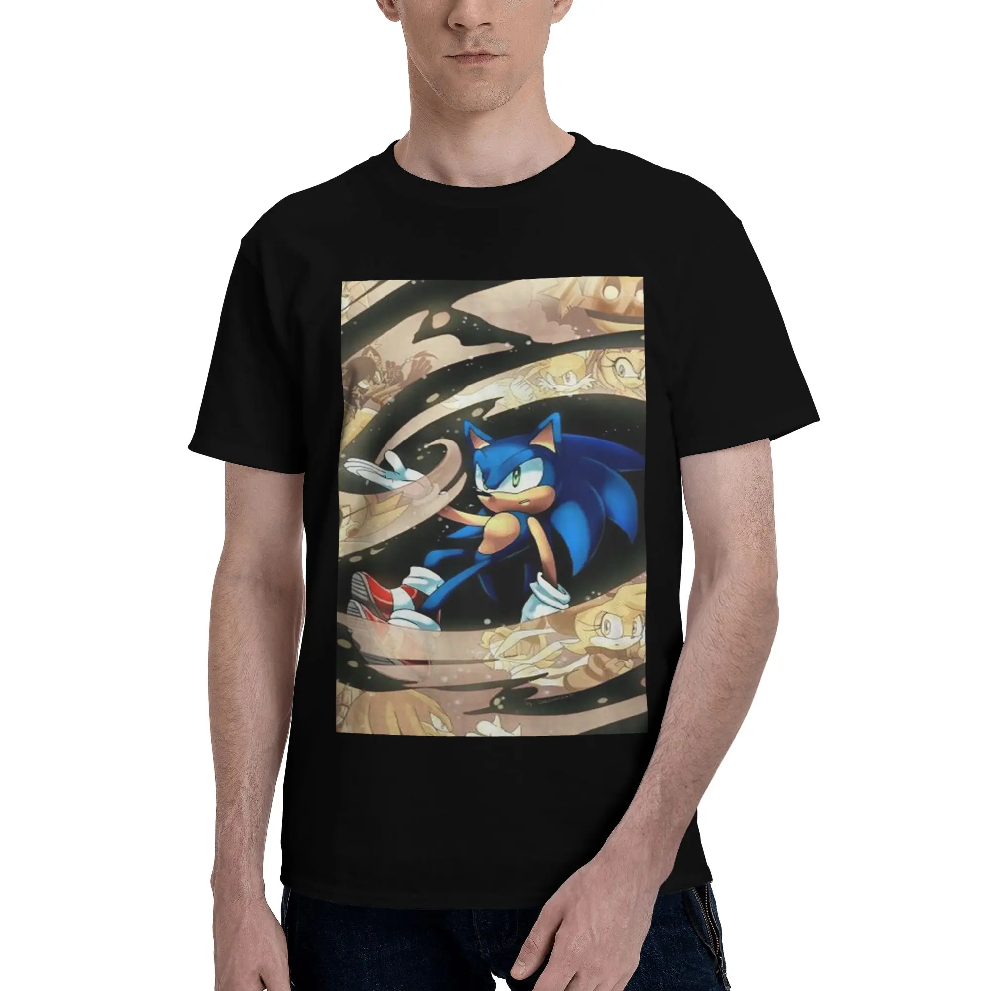 

Футболка из 100% хлопка Shadow The Hedgehog, мужские модные футболки, мужские футболки с круглым вырезом и коротким рукавом, S-6XL