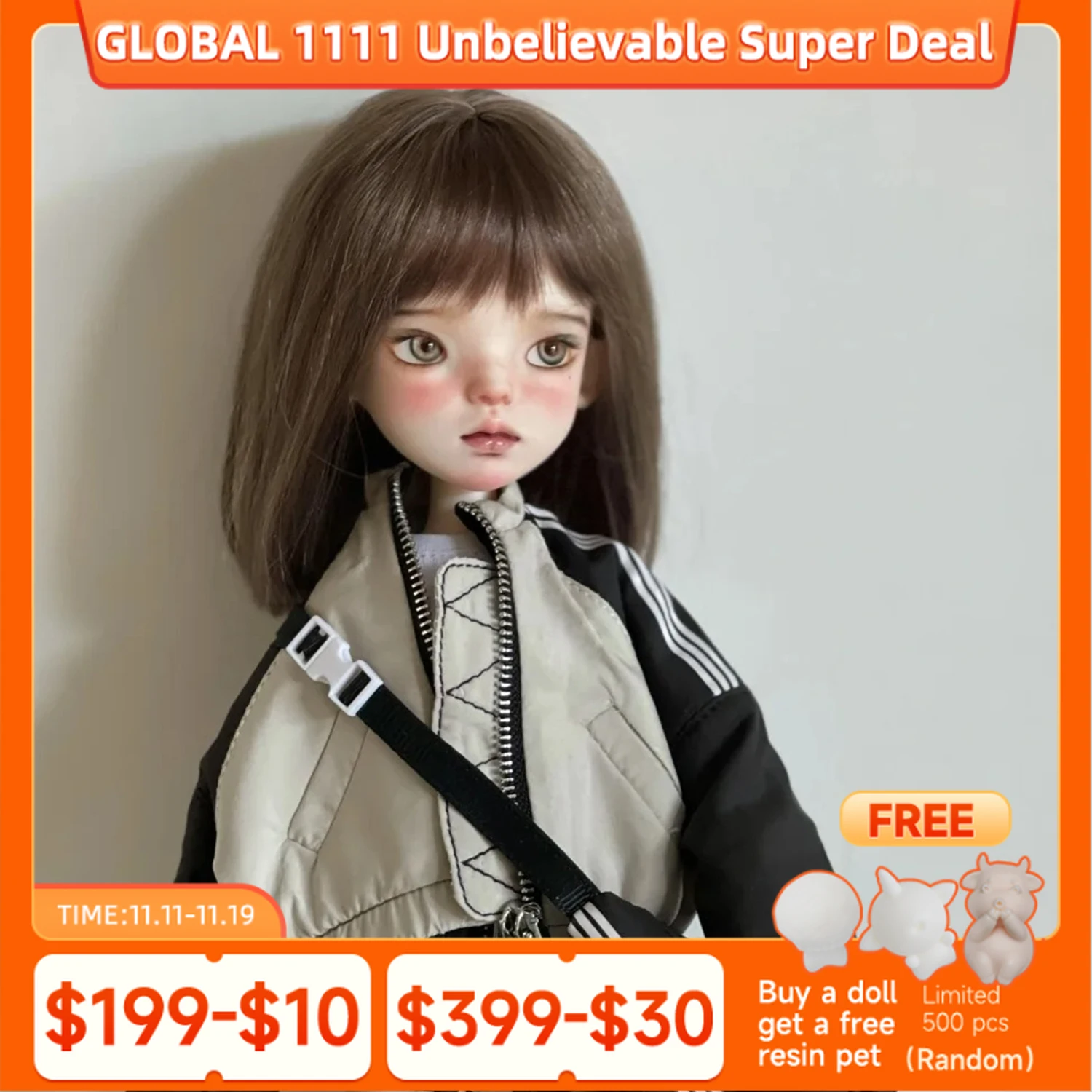 

Bjd Doll 1/6 Anne Art Doll Vintage American Style Chubby Cheeked Tsundere Lady | Resin Unclothed Body & Head Sculpt Amber