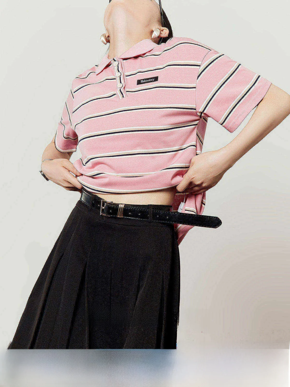 

Summer New Loose Striped Shirt Women's Short Sleeve Commuter Top Versatile T-Shirt Casual Creative Pattern Henry Collar