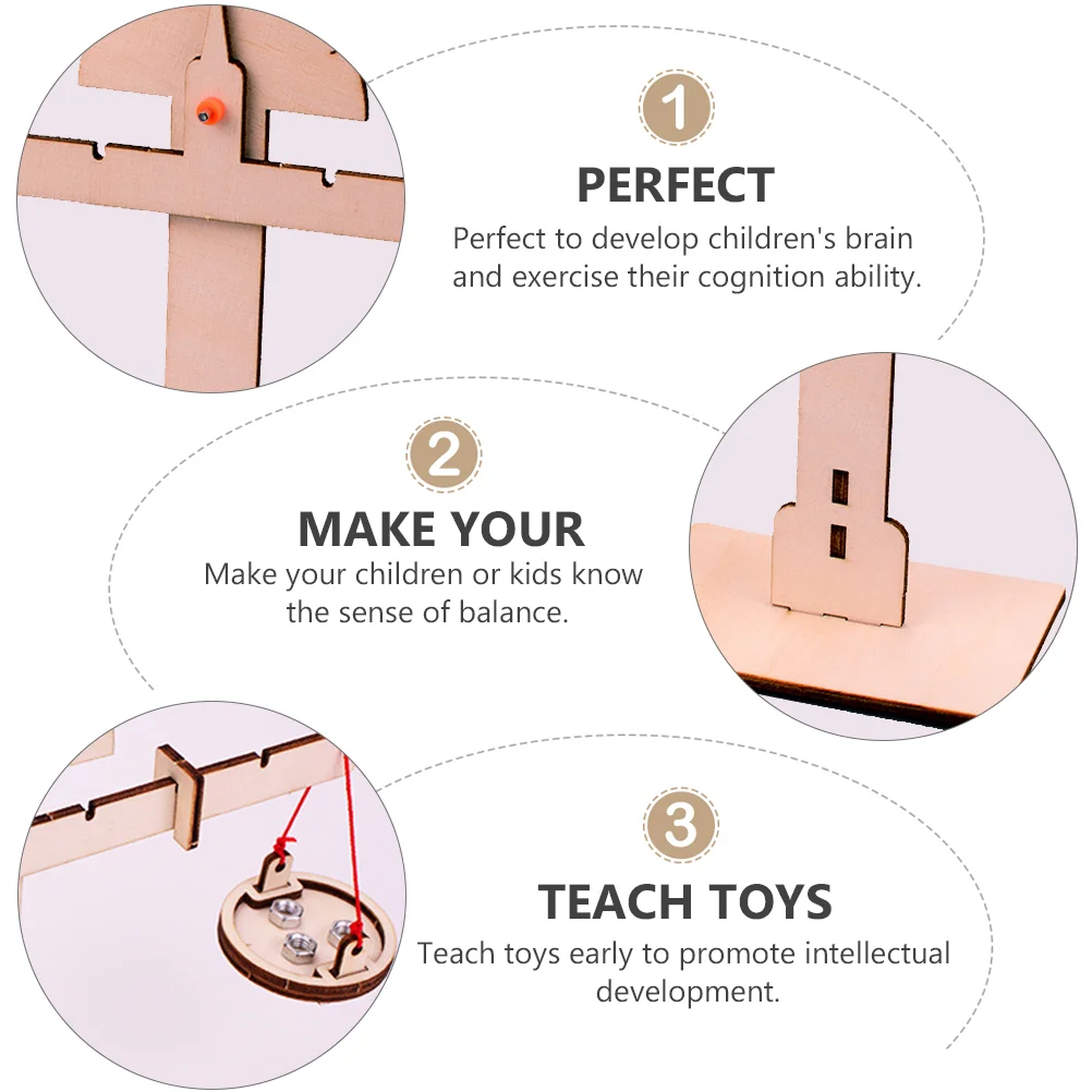 Scale Teaching Aids Toy for Early Weight Concept Tray Balance Laboratory Equipment Wooden Fun Educational