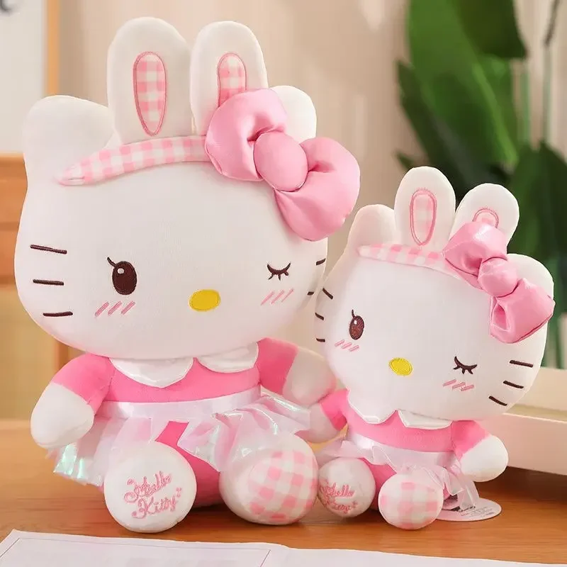 Sanrio 2024 Hello Kitty Cartoon Doll Katie Cat Cartoon Cute Plush Toy Soft Pillow Kawai Pendant Doll Girl Birthday Gift.