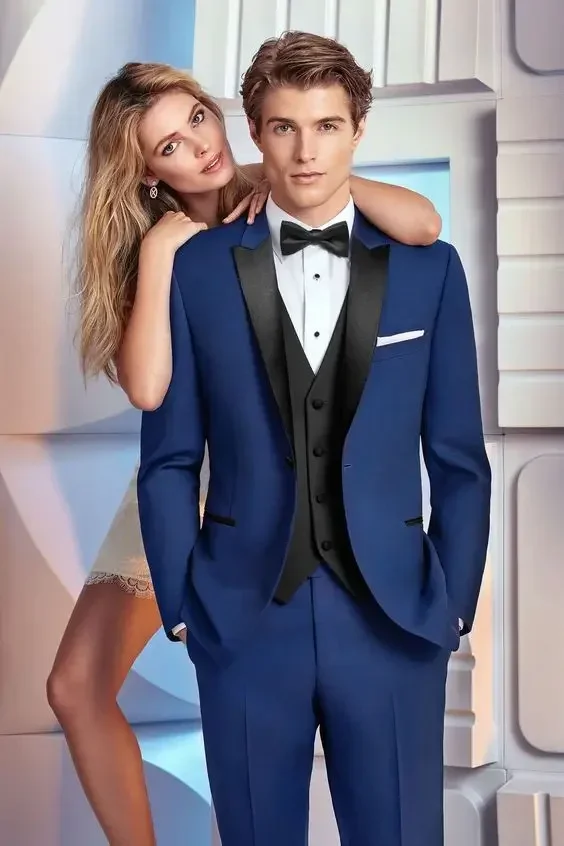 

Navy Blue Wedding Suits For Men Groom Jacket Slim Fit 3 Piece Tuxedo Custom Suit Prom Blazer Sets Ternos Masculino Costume Homme