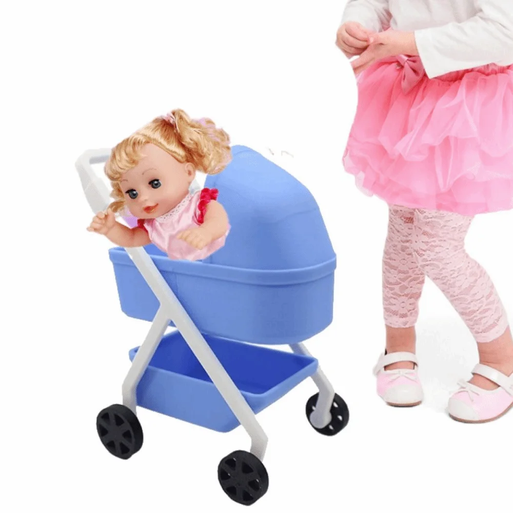 1:12 Dollhouse Baby Stroller Scene Decor Bedroom Miniature Baby Stroller DIY Ornaments Simulation Baby Bassinet Cart