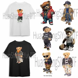 Teddy Bear adesivo da stiro vestiti DTF Fashion t-shirt felpa con cappuccio giacca fai da te Patch è impermeabile