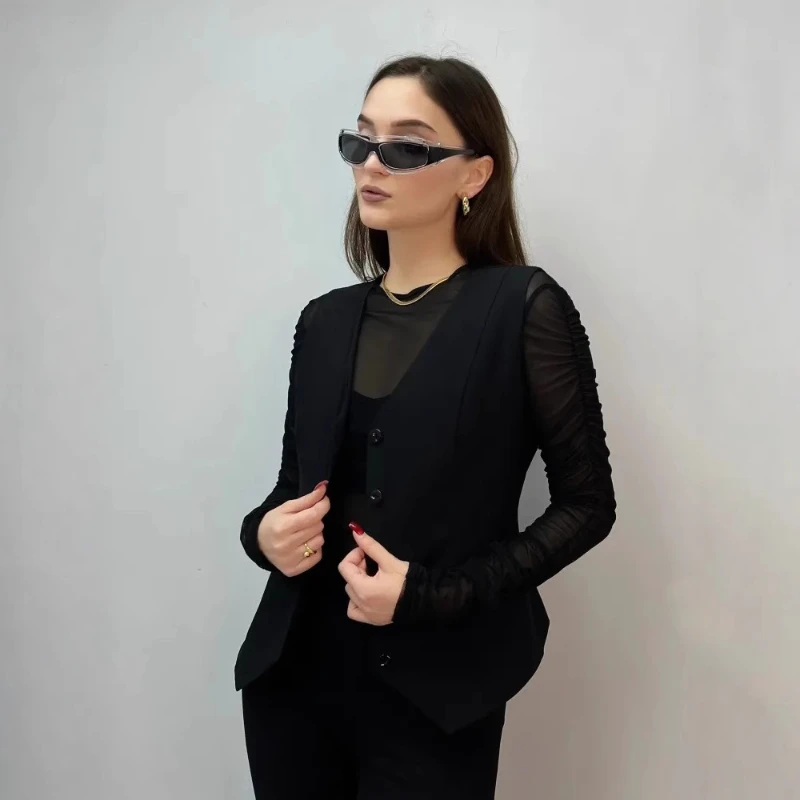 Zomer V-hals Mouwloos Vest Top voor Vrouwen Couquette Esthetische Tank Top Grensoverschrijdende 2026 Nieuwe Stijl