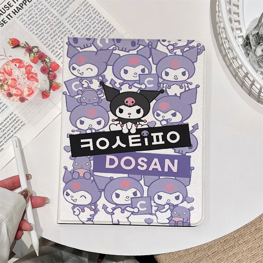 

Чехол Kuromi для iPad Air4 5 10,9 Air11 дюймов 2024 2025 A16 11th 10.2 8 9th Gen Pro11 M4 10.5 5/6th Mini Cover со слотом для ручки