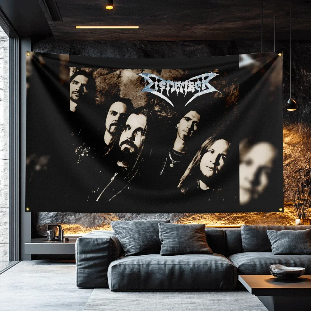 dismember Tribute Band Flag  Polyester Decorative Banner For Garage Wall Decor Rocker Gift