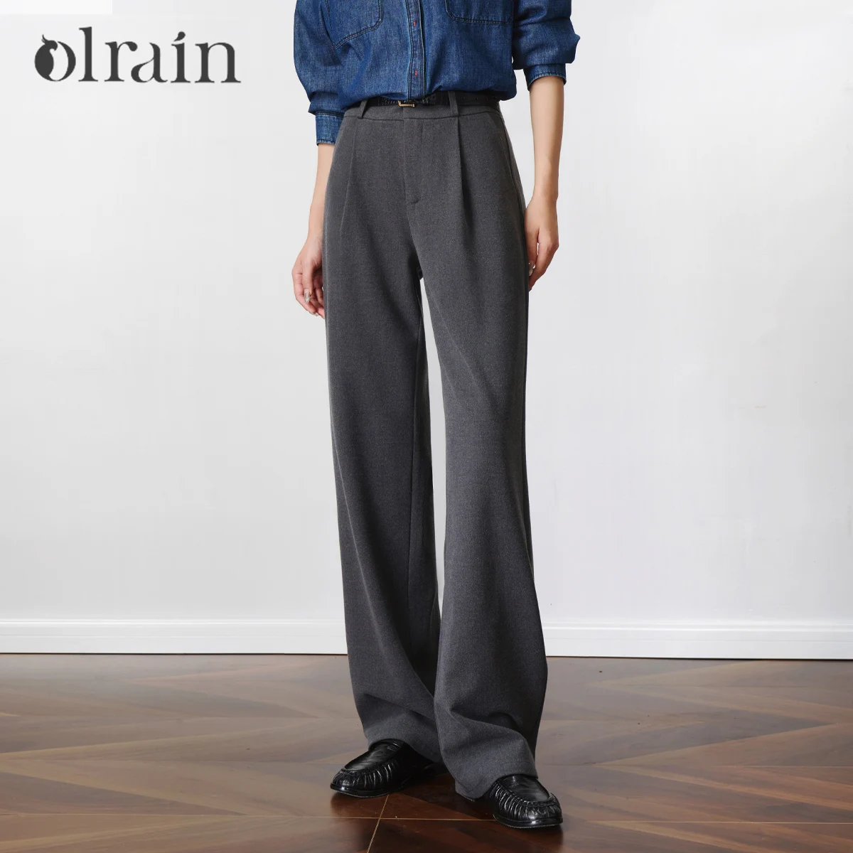 

OLrain Women's Straight Pants 2025 Autumn New in Casual High-waist Pant Simple Solid Commute Long Trousers Female O57QK001261