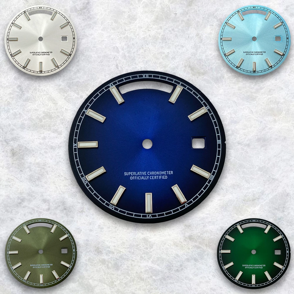 

Gray/Blue/Black/White Roman numerals 31mm S Logo Dial Green Luminous Suitable For 8285 Movement Watch Modification Accessories