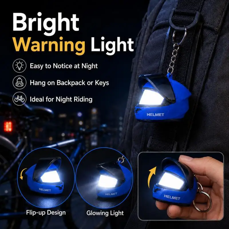 3D Mini Motorcycle Helmet Keychain Luminous Funny Mini Helmet Bike Keyring Glowing Pendant for Man Rider Bikes Motorcycle Gifts