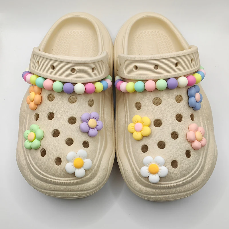 

Colorful Flower Chain Shoe Charm DIY Shoe Decorations Button Accessories for Bogg Bag Slides Sandals Clogs Kids Gifts