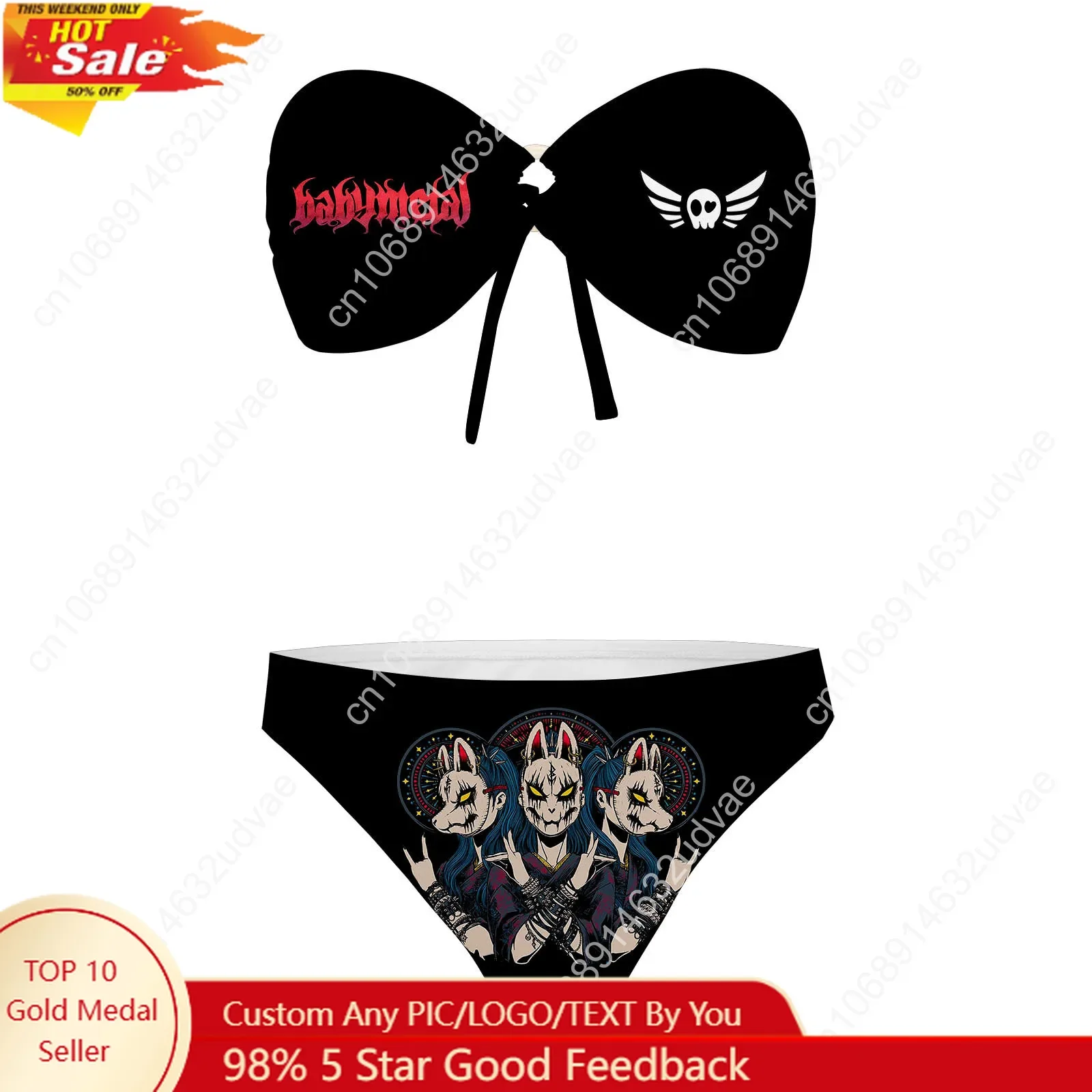 

Babymetal Japan Band Strapless Swimsuit Womens Bathing Suits Hip-hop Rock Custom Fashion Swimwear Sexy Bikini Custom Beachwear