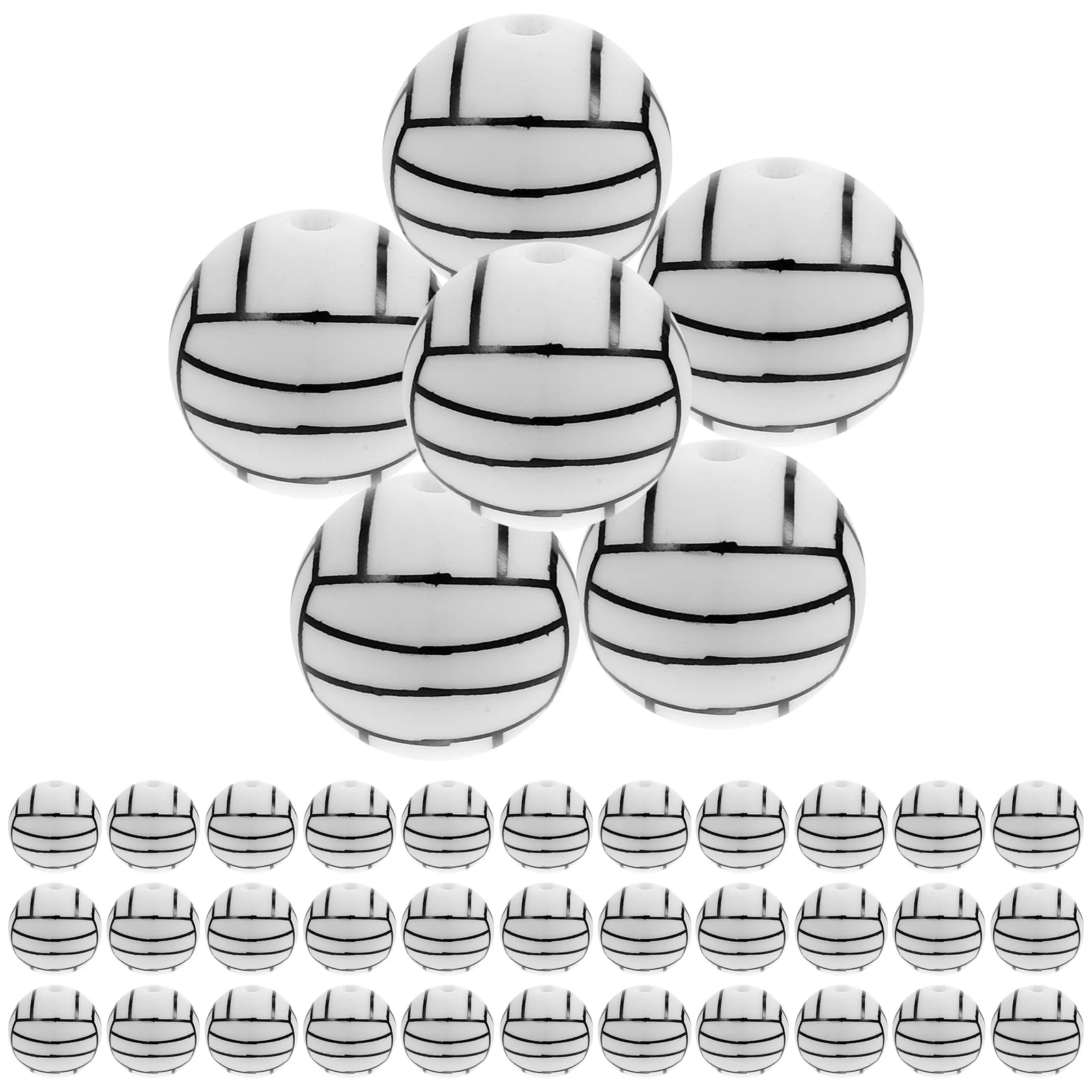 

50pcs Sports Ball Beads for DIY Jewelry Making Charms Spacer Food Grade Silicone Accessories H made Crafts Gifts