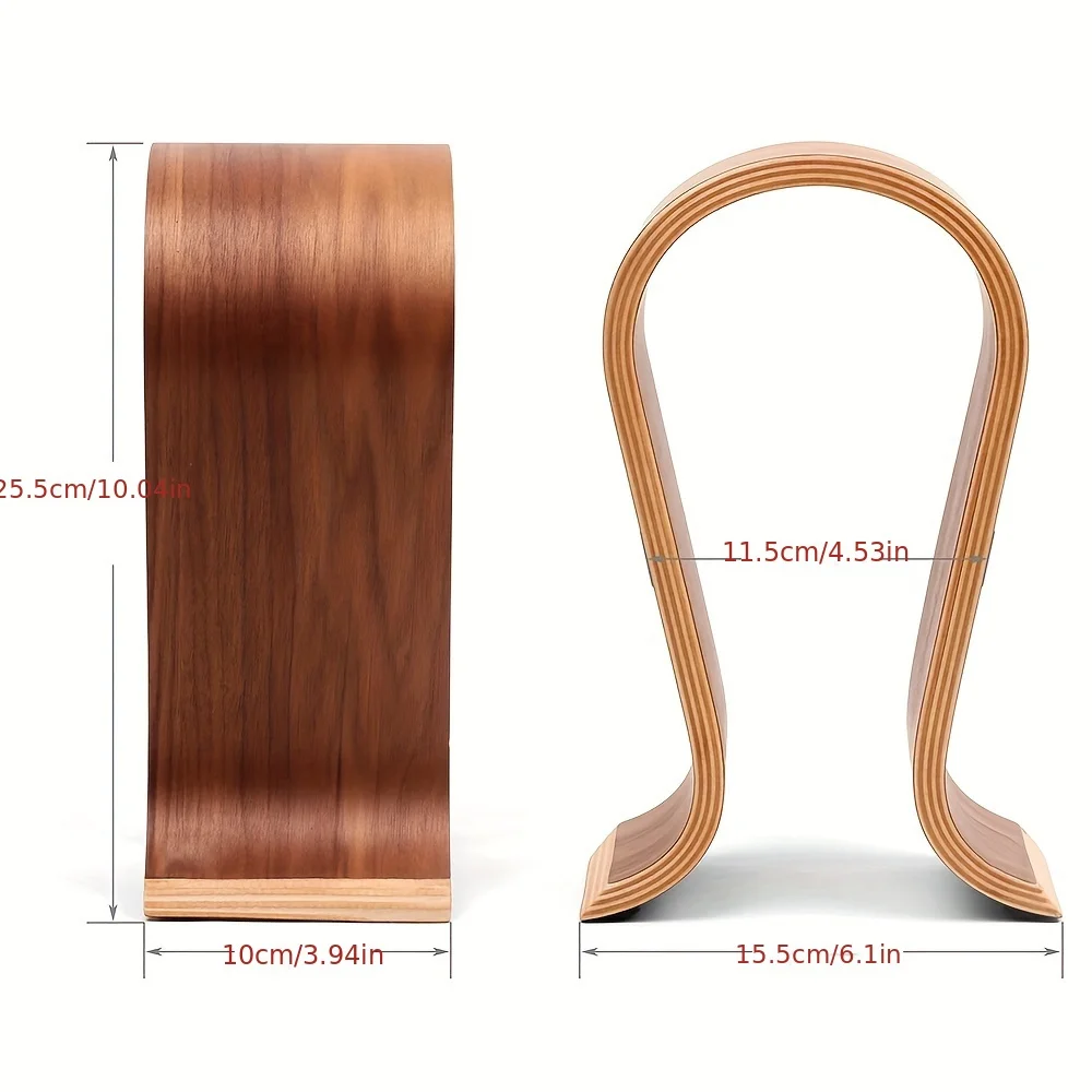 Wooden Headphones Headset Holder Hanger Desk Headset Display Shelf Rack, for Almost All On-Ear Headphones