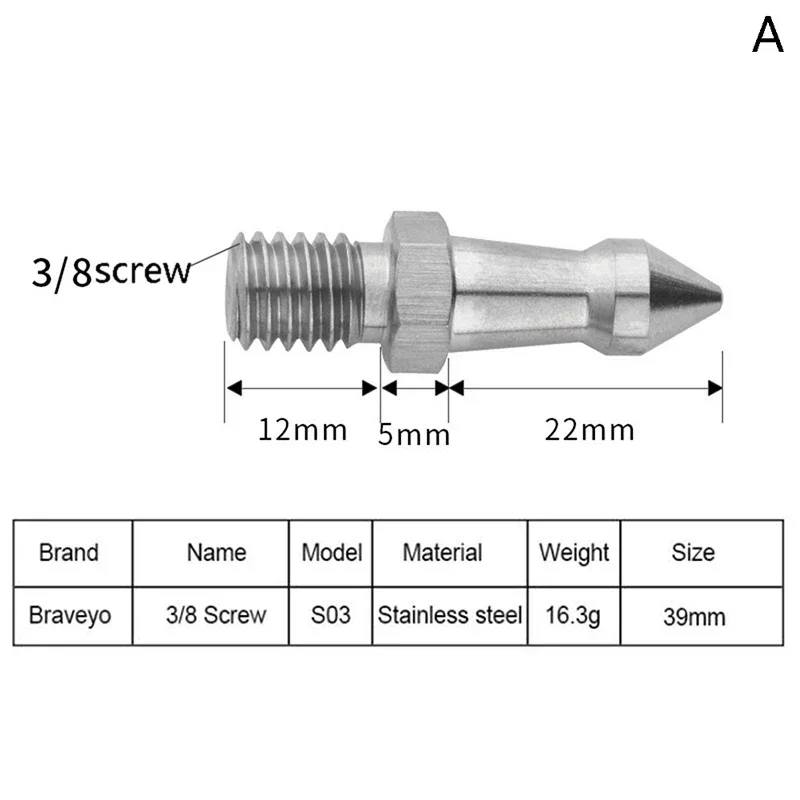 Suitable for DSLR Mirrorless Camera Stainless Steel Tripod Spike  3/8 M8 Screw Monopod Feet Repair Replacement Parts
