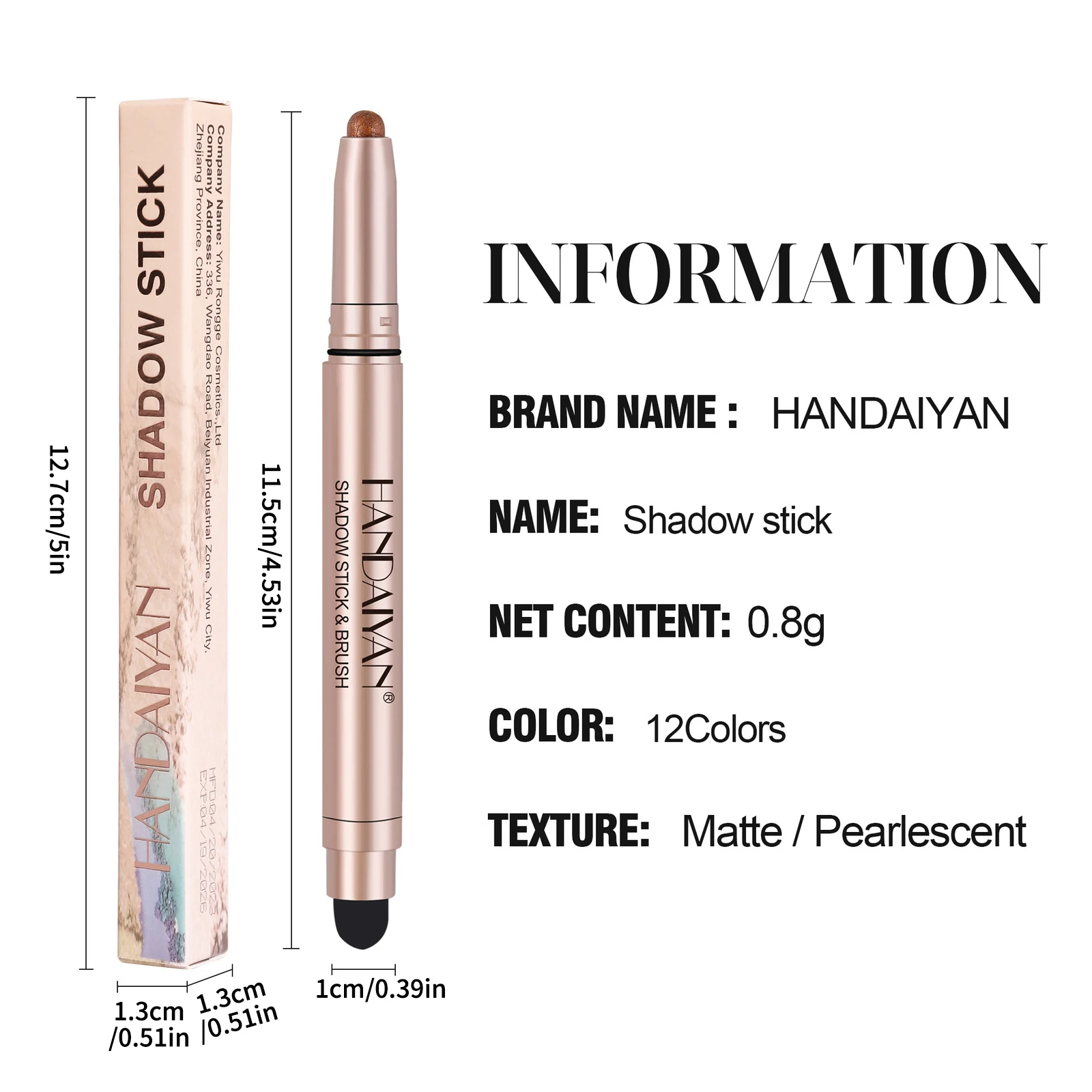 Double-head Eyeshadow Stick Diamond Shimmer Highlighter Pencil Pearl Pigment Long Lasting Cream Eye Shadow Matte Brush Pen