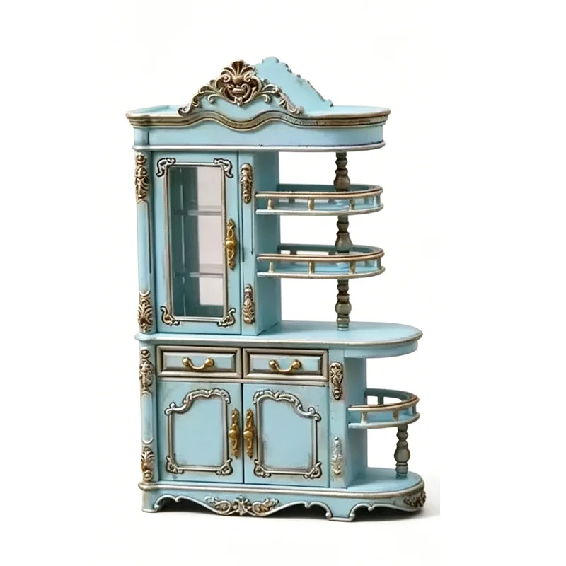 Mini Cabinet Model Double-Sided Room Divider Display Cabinet Miniature Furniture Scene Desktop Decoration Ornament Home Decor