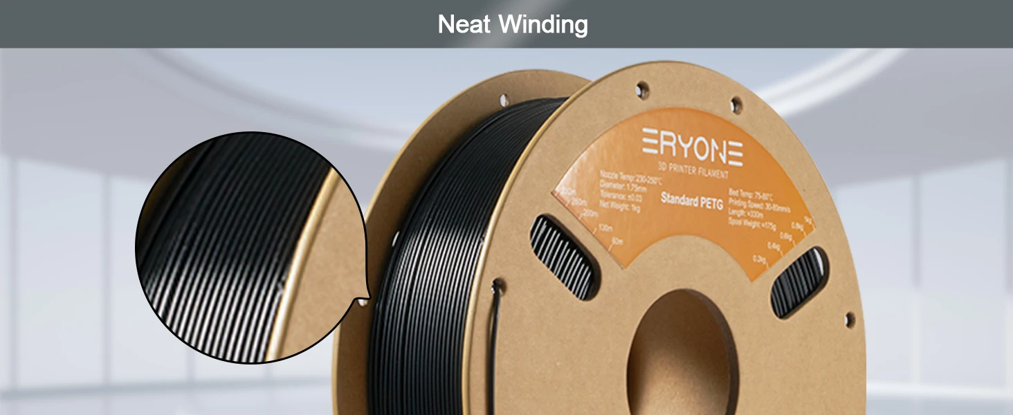 ERYONE 10KG Standard PETG Filament 1,75mm für 3D-Druck, Mehrfarbig Erhältlich, PETG-Filament, 3D-Filament Großhandel, 1KG/Spule – Detail 6