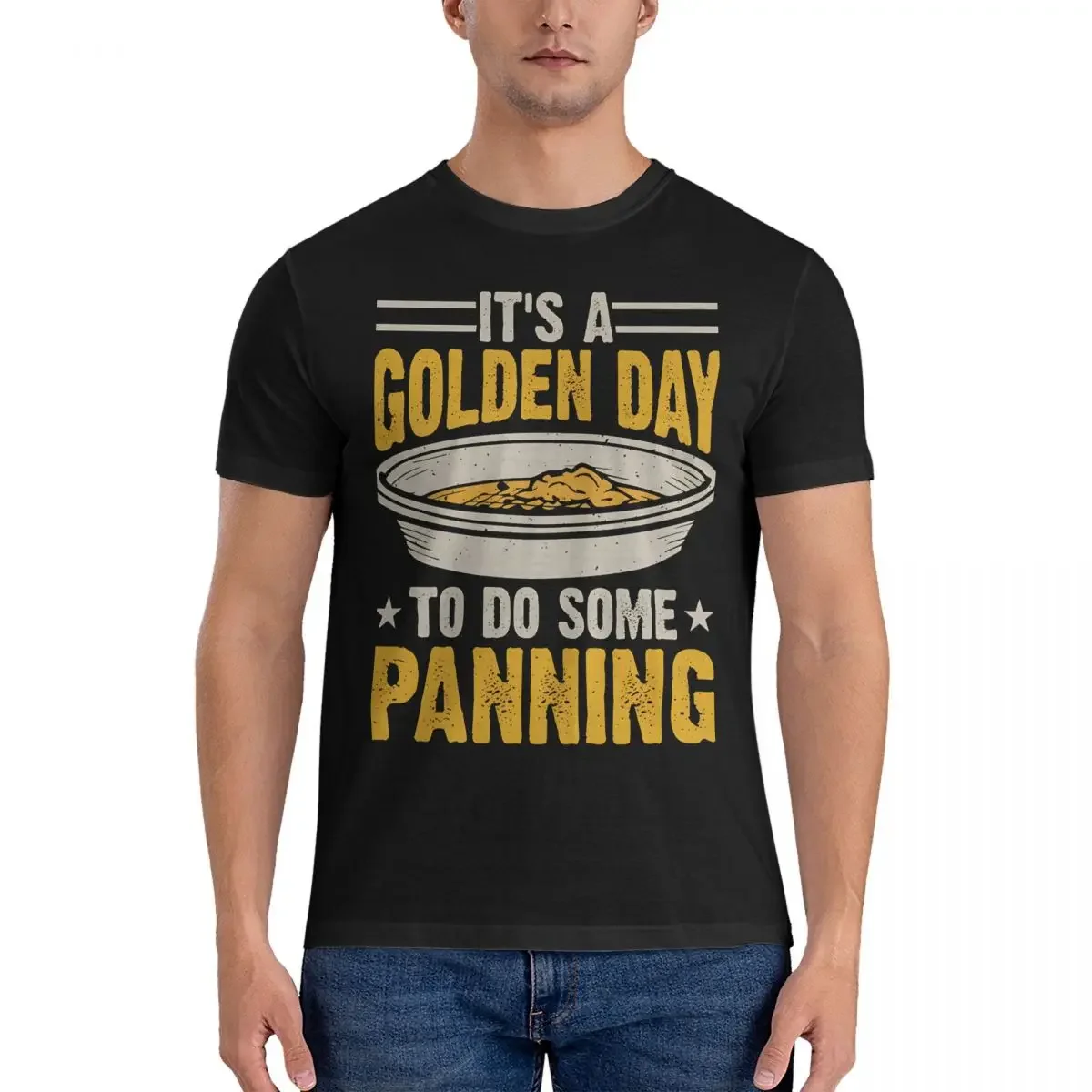 It's A Golden Day Men T Shirt Gold Prospecting Cool Tees Short Sleeve Crewneck T-Shirts Pure Cotton Gift Idea Tops style 2024man