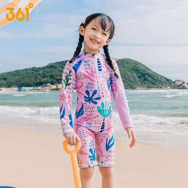 361 ° ragazze un pezzo professionale manica lunga cerniera anteriore surf costume da bagno UPF50 + protezione solare spiaggia bagno Rash Guard