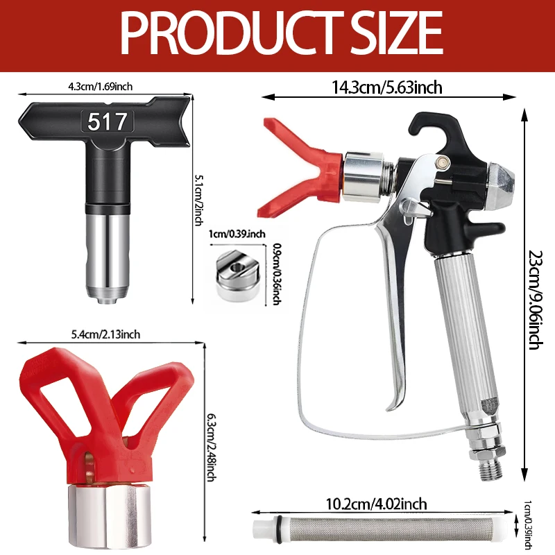 10Pcs Airless Paint Sprayer Gun Kit with 515/517 Nozzles, Spray Tips Guards Filters, Home Painting Tool Accessories