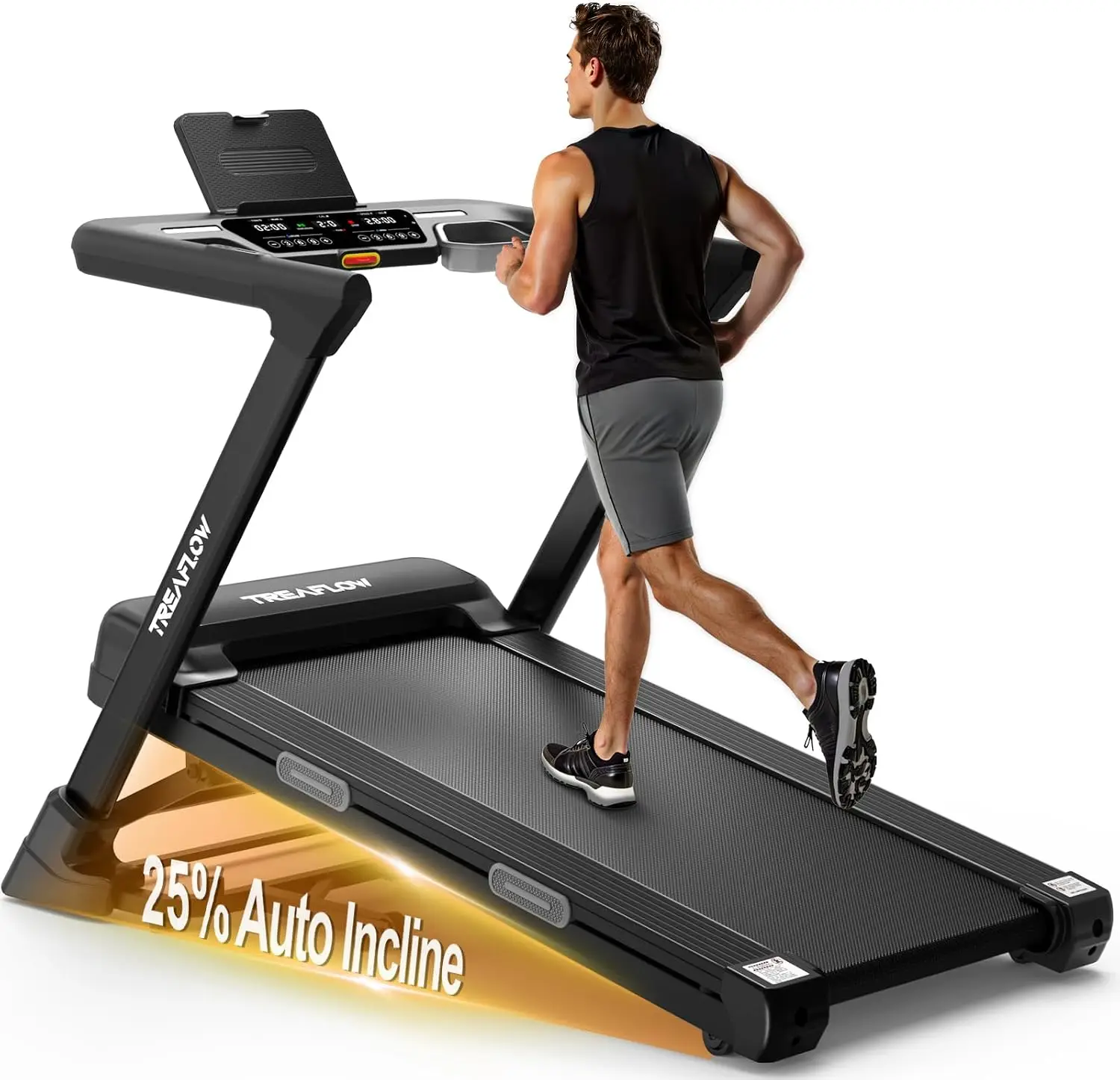 Folding Treadmill with 25% Auto Incline, 3.5HP | Brushless Motor, 10 MPH Performance, Joint-Friendly Cushioning, Easy Handrail C