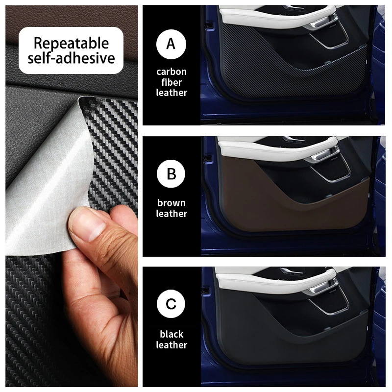 4PCS Car Door Anti Kick Pad Threshold Bar Trims For Jaguar E-PACE 2018- 2024 Leather Protection Film Stickers Accessories