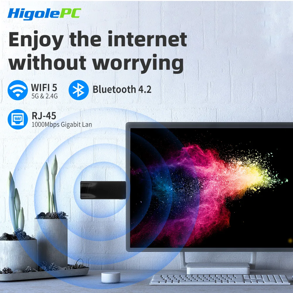 Higole D5 PC Stick Fanless Mini PC Intel Pentium N4200 Windows 10 WiFi5 4GB 64GB Laptop Desktop PC 4K TV Stick PC Mini Computers