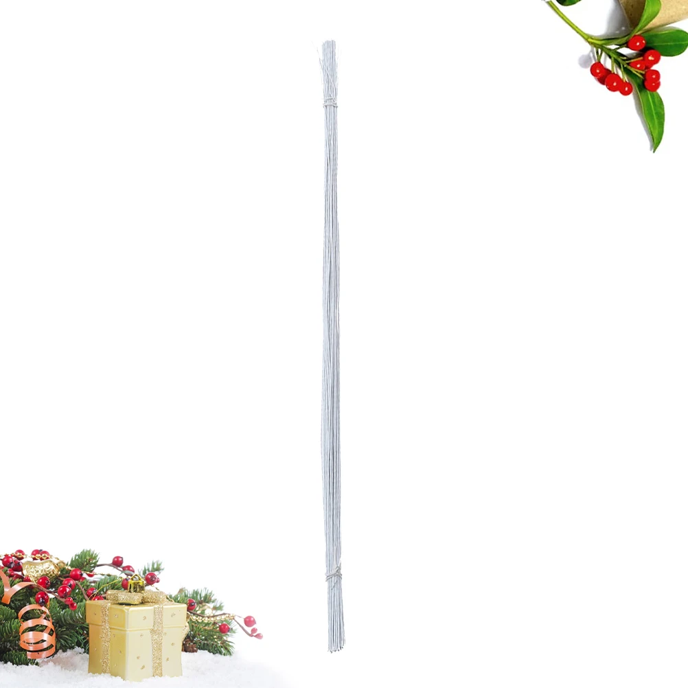 200pcs 40Cm Paper Rose Branches Craft Flower Wire Floral Stem Diy Supplies Wreaths Bouquets Decorations Art Crafts White