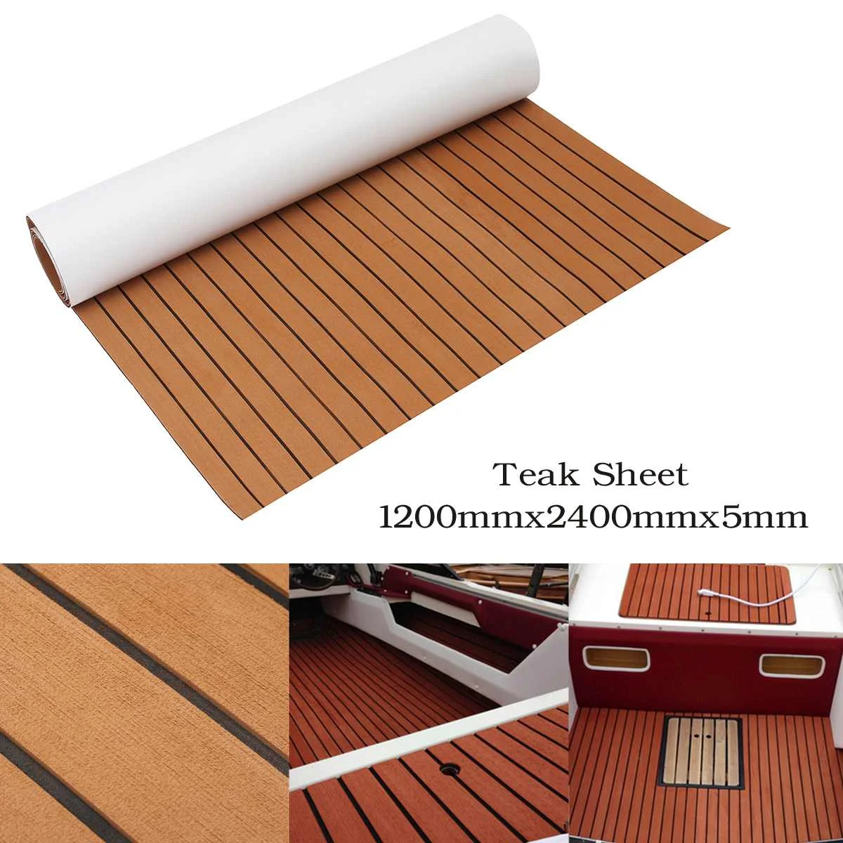 1200mmx2400mmx5mm Self-Adhesive Foam Yacht Synthetic Teak Deck Faux Teak Boat Deck Mat Decking Boat EVA Foam Floor Mat For Boat