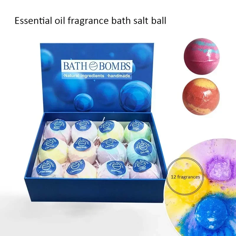 12pc set Bath Bomb Ball Dried Flower Mixed Color Essential Oil Bath Ball Mixed Color Floating Bath Supplies