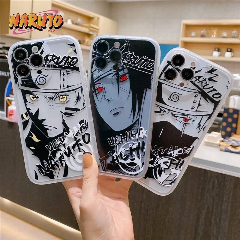 Чехол для телефона Naruto для IPhone 13 12 11 14 Pro Max Plus X XR, мягкий силиконовый чехол для Uchiha Sasuke Kakashi, аниме чехол для телефона, милый подарок для мужчин