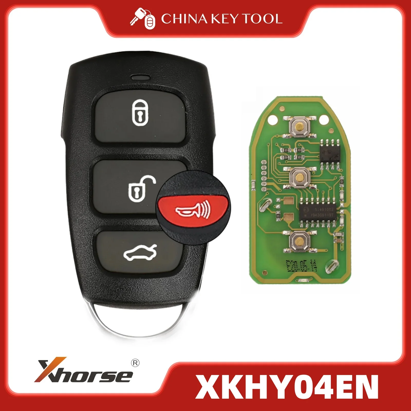 

Проводной ключ-пульт XHORSE XKHY04EN, 3+1 кнопки, совместимый с Hyundai