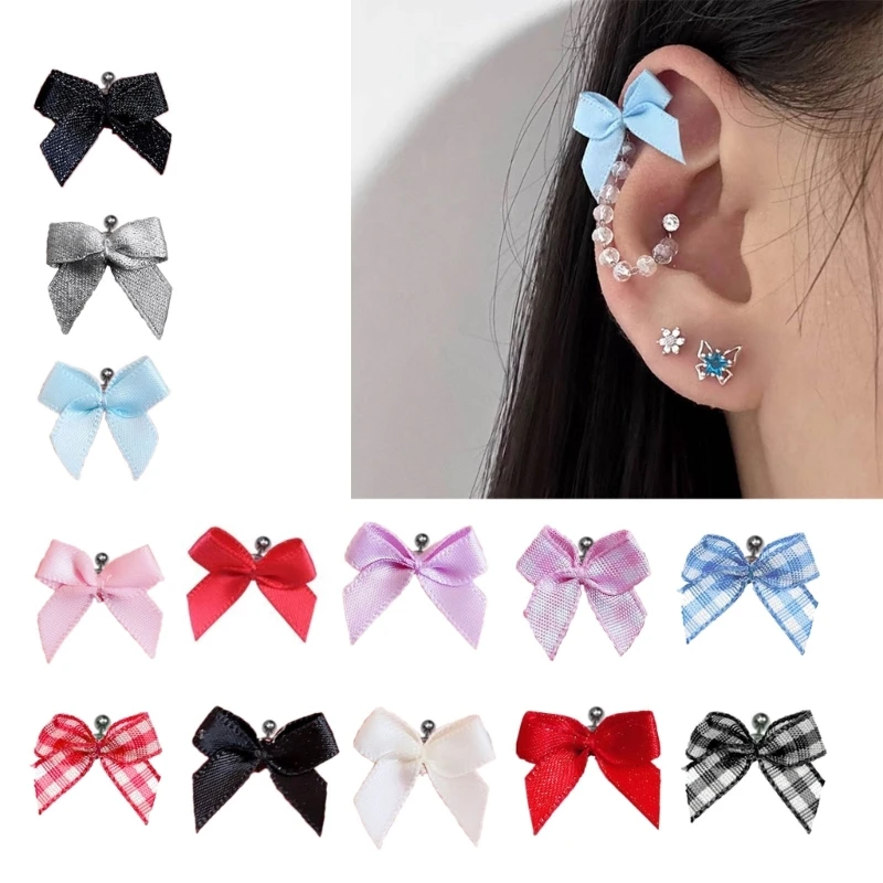 Bowknot Studs Earring Ear Rings Screw Cartilage Korean Ear Piercing for Women image 4