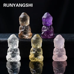 1PC Natural Stones Amethyst Clear Quartz Crystal Buddha Statue Stone Handicraft Carving For Jewellery Accessories