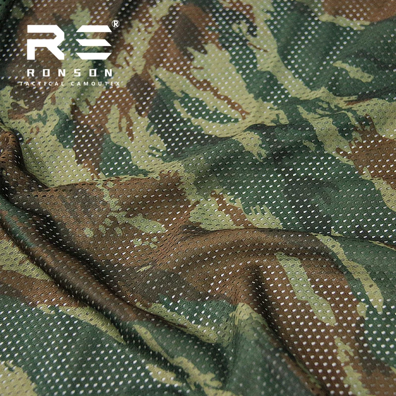 

Greece Lizard camouflage Printed Polyester Mesh fabric 120gsm light weight fabric tactical tricot fabric mesh for tacticalmask