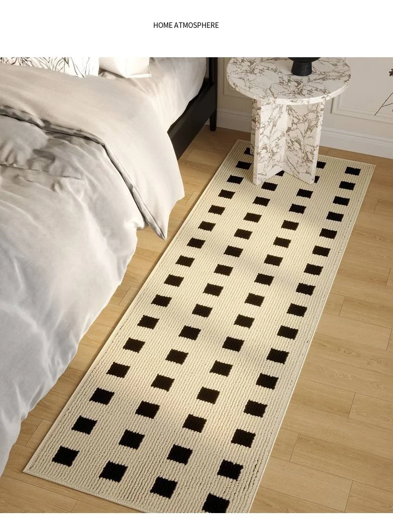 

VIKAMA Retro Bedroom Floor Mat Living Room Sofa Advanced Sense Circle Pile Carpet Room Bedside Foot Mat Home Decoration