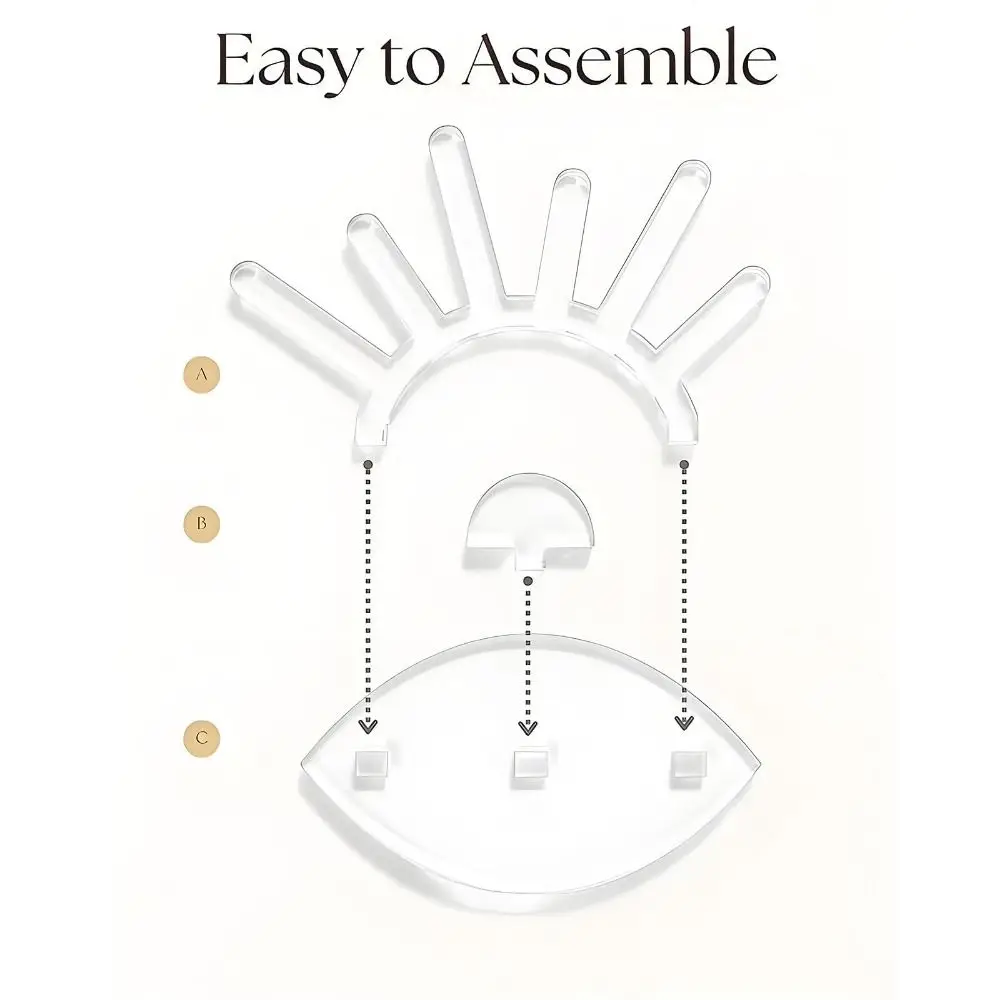 

New Acrylic Ring Rack Evil Eye Clear Tabletop Ring Holder 6 Rods Jewelry Display Rack