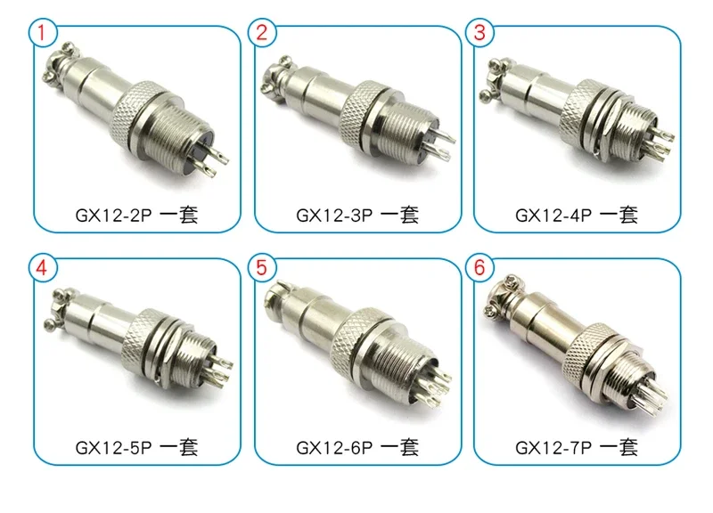 20pcs Aviation plug 12MM GX12 2-core 3-core 4-core 5-core 6-core socket Aviation plug connector