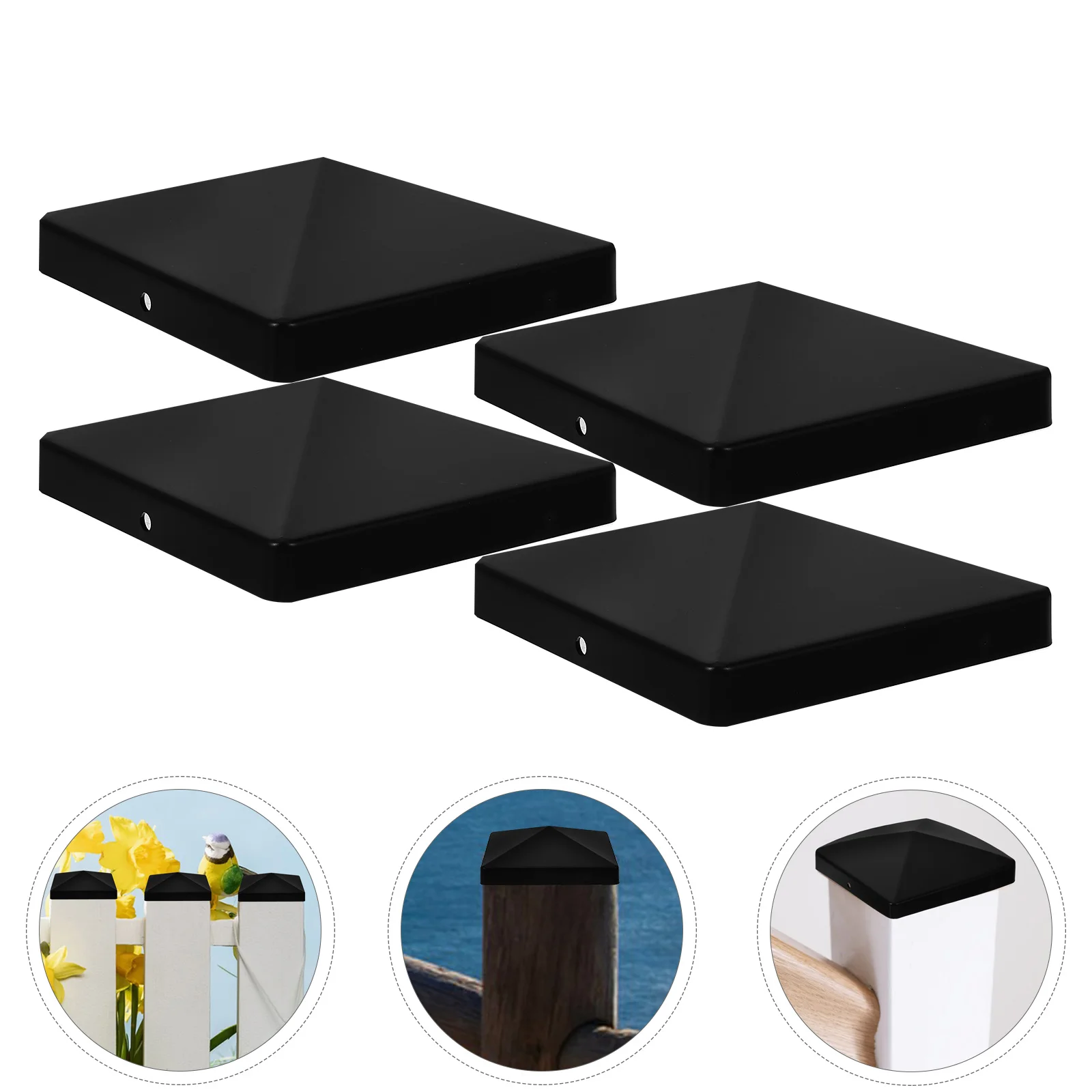 Pyramid Column Cover Fences Accessories Sealing The Black Plastic Reusable Post Caps