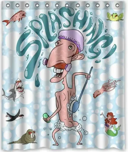 Funny Splashing Nigel Cartoon Bath Shower Curtain