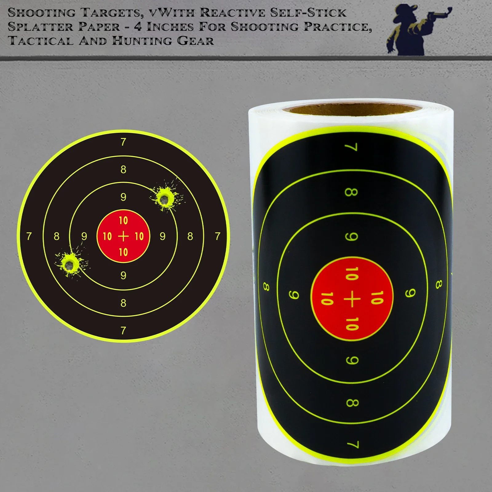 100 pieces of 4-inch digital rings, precision shooting practice label paper, shooting target label fluorescent color