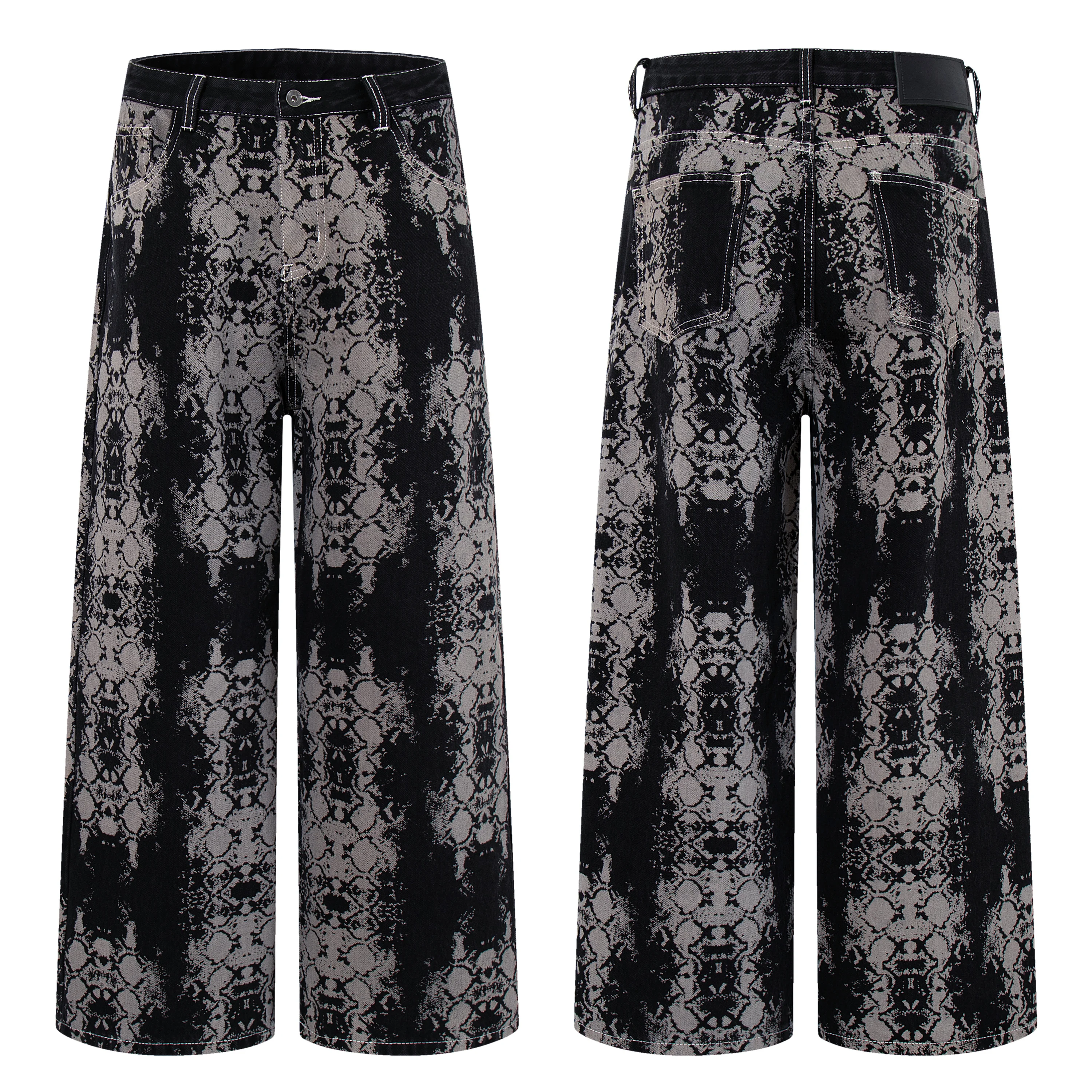 

AL88085 BLCG High Waist Super Quality Loose Fitting Denim Pants Heavy Thick Unisex Fashion Art Stylish Hand Painting Jeans