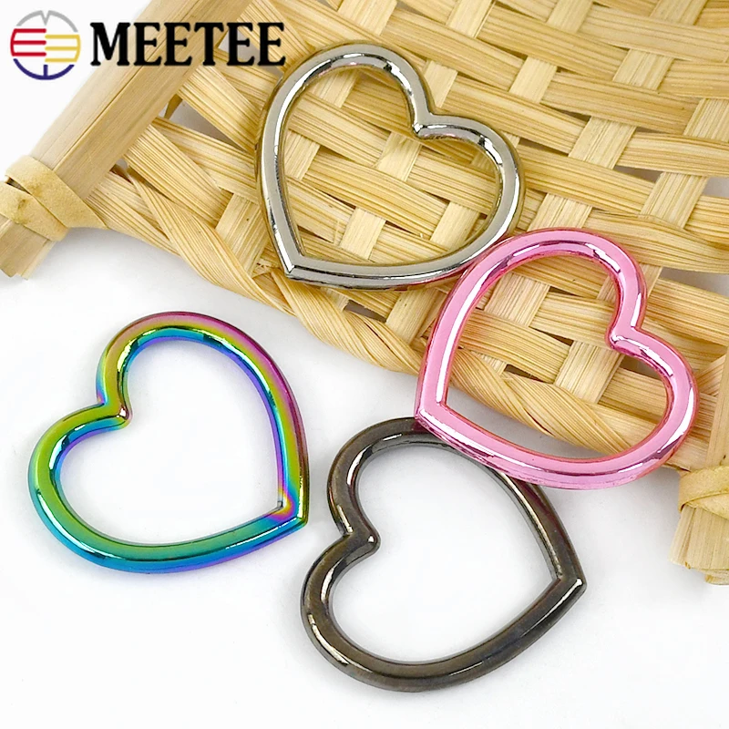 Meetee-Metal Heart Shaped Ring Buckle, Bag Strap Connector, Round Rings, Belt Shoes Hook, DIY Hardware Accessories, 28mm