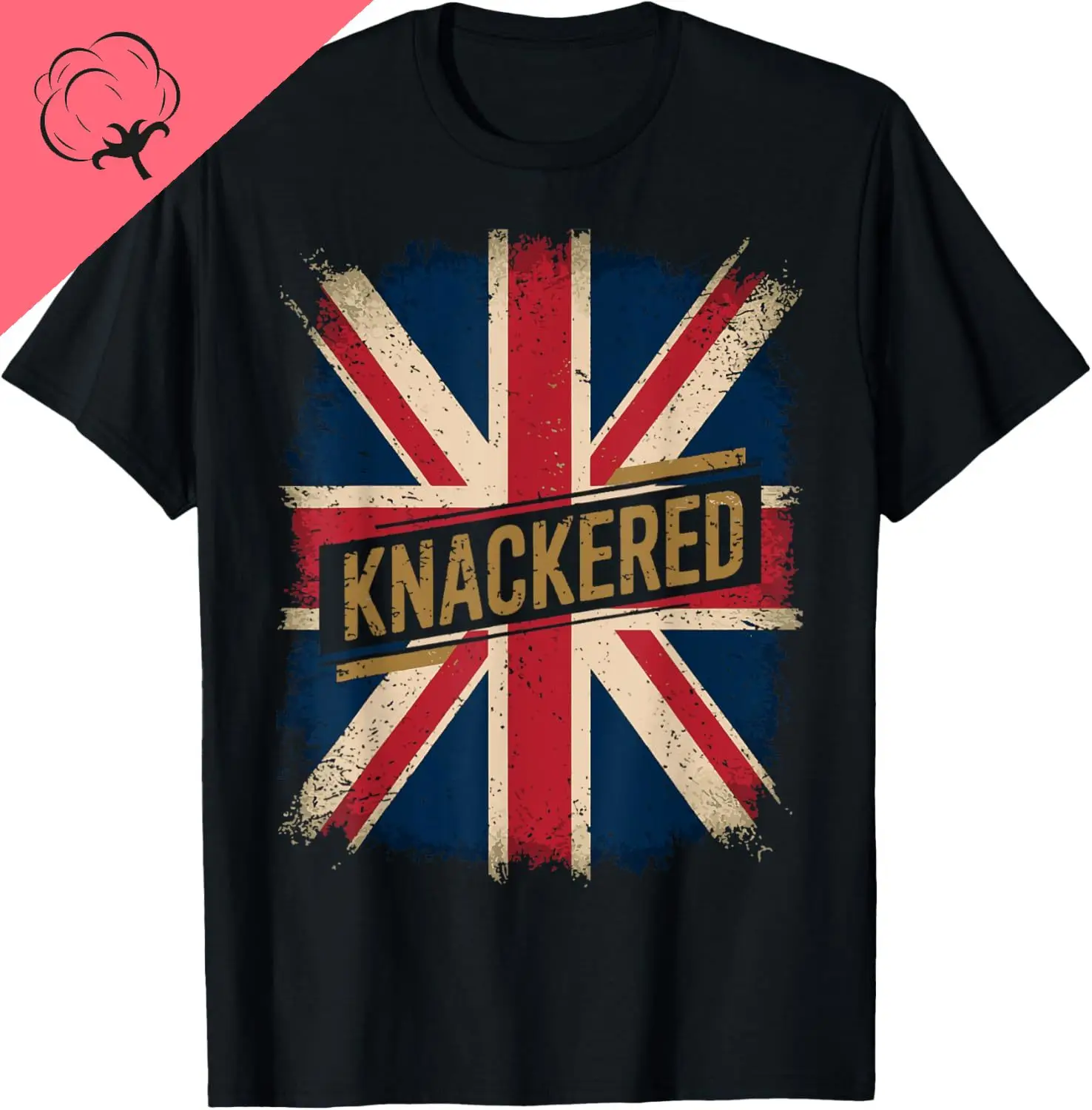 Camiseta divertida Knackered British Slang Union Jack con bandera del Reino Unido, ropa de calle transpirable y cómoda, Camiseta de algodón